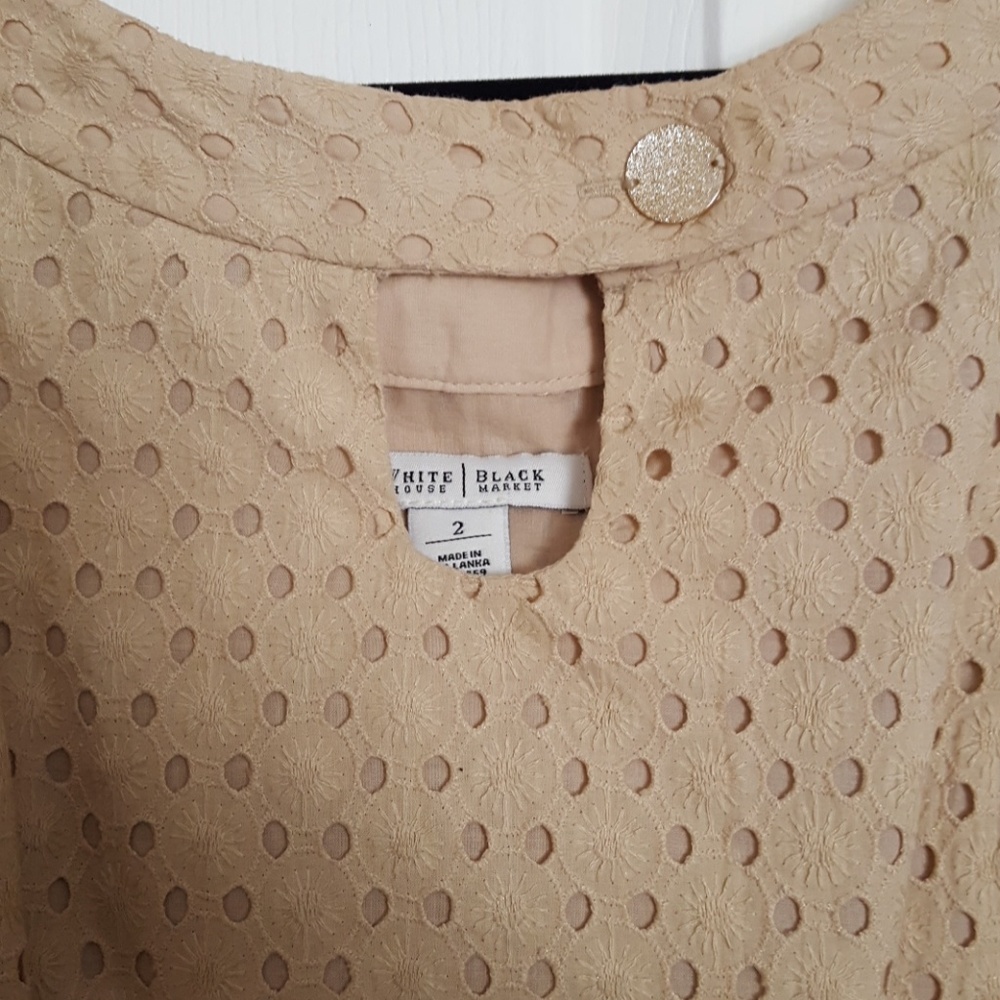 White House Black Market Sand Eyelet Shift Dress - Picture 6 of 7